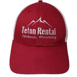 OC Baseball Cap Red White OS Mesh Embroidered Teton Rental Jackson Wyoming Hat